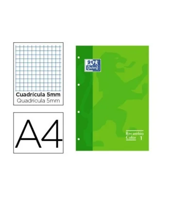 Recambio A4 Oxford 80 hojas 5x5 Verde