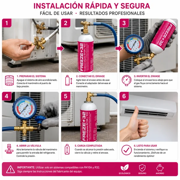 Refrigerante Freeze +32 Organico Sustituto R32, R410A 1000ml