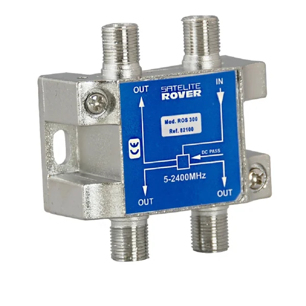 Repartidor de 3 salidas con conector F 2300 MHz Gris
