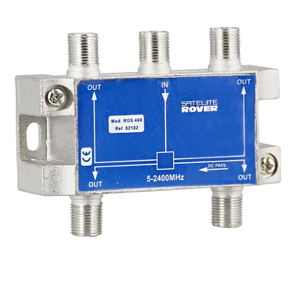 Repartidor de 4 salidas con conector F 2400 MHz Gris