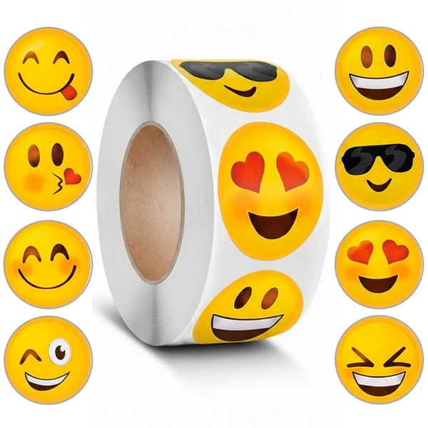 Rollo Pegatinas De Emojis 2.5 Cm 500 Unidades Tipo 6