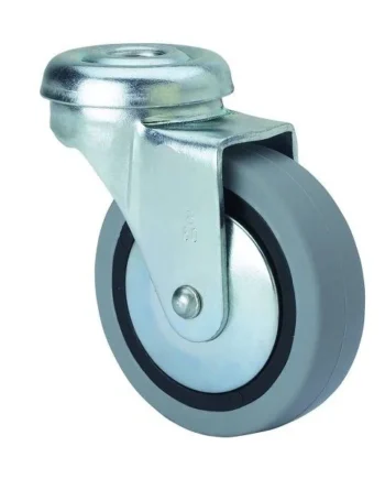 Rueda pivotante industrial de goma sin freno 50 mm Gris