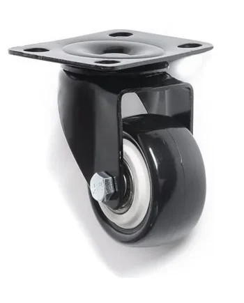 Rueda pivotante industrial de goma sin freno 62.5 mm Negro