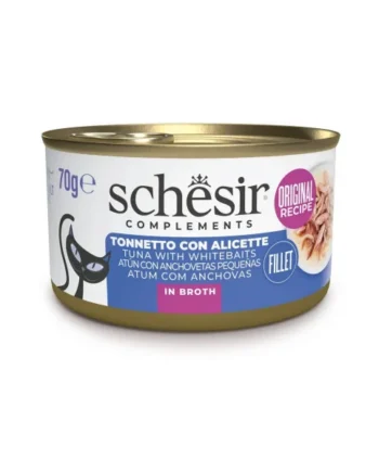 Schesir Adult Filetes de Atún con Anchoas en Caldo Lata