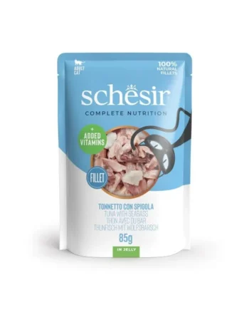 Schesir Adult Filetes de Atún con Lubina en Gelatina Sobre