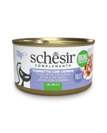 Schesir Adult Filetes de Atún con Mero en Gelatina Lata