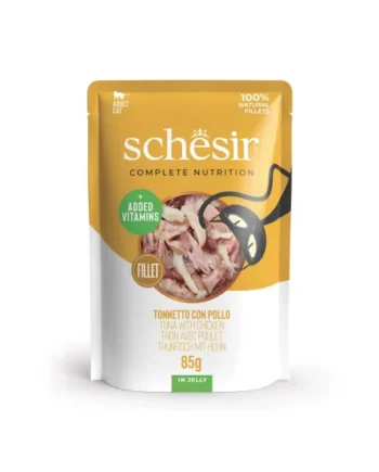 Schesir Adult Filetes de Atún con Pollo en Gelatina Sobre