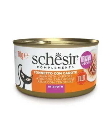 Schesir Adult Filetes de Atún con Zanahoria en Caldo Lata