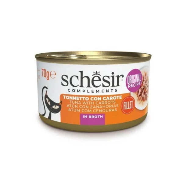 Schesir Adult Filetes de Atún con Zanahoria en Caldo Lata