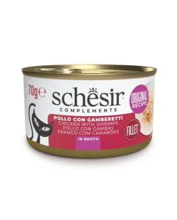 Schesir Adult Filetes de Pollo con Gambas en Caldo Lata