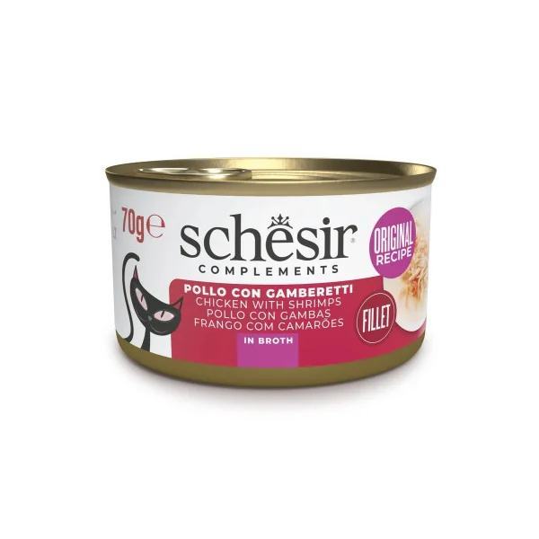 Schesir Adult Filetes de Pollo con Gambas en Caldo Lata
