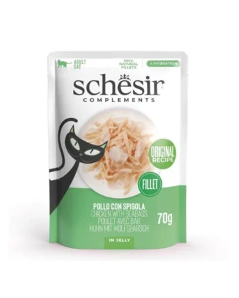 Schesir Adult Filetes de Pollo con Lubina en Gelatina Sobre