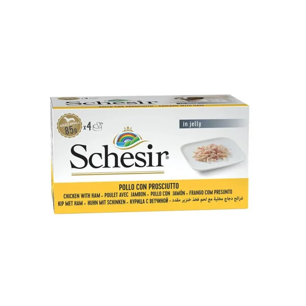 Schesir Adult Small Multipack Pollo con Jamón en Gelatina Lata