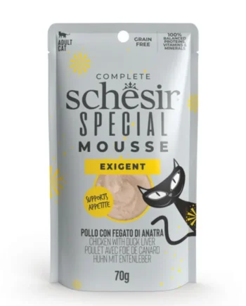 Schesir Especial Mousse Exigent Pollo con hígado de pato para gato