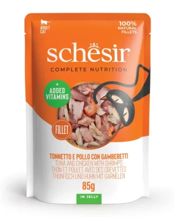 Schesir - Filete de atún con pollo y gambas completo pouch
