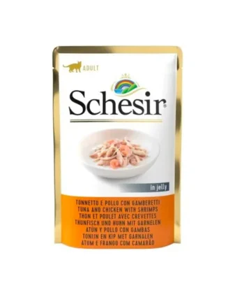 Schesir - Filetes de atún, pollo y gambas en gelatina pouch