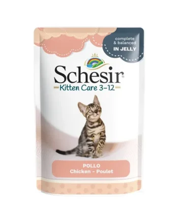 Schesir Kitten Pollo en Gelatina 85 g | Comida húmeda para gatitos