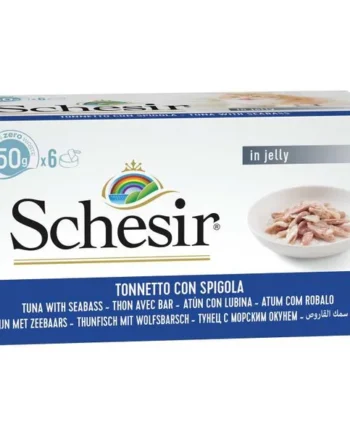 Schesir Latas de Atún con Lubina en Gelatina para Gatos 6x50grs