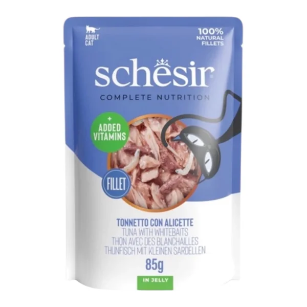 Schesir Pouche Atún y Anchoveta para Gatos — Comida Húmeda Premium