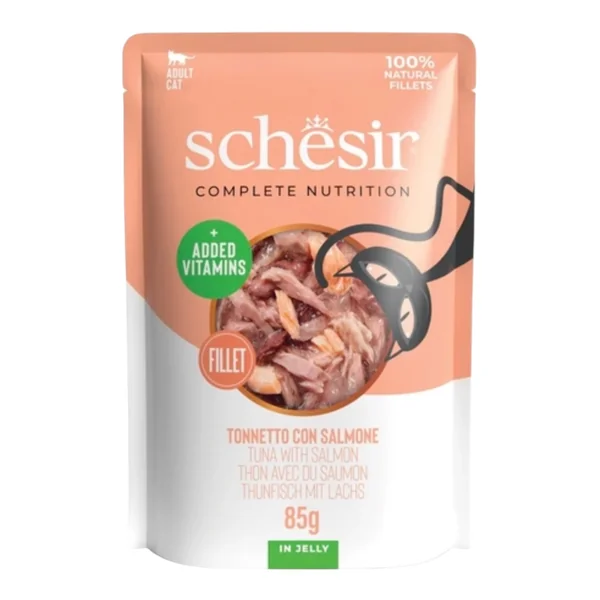 Schesir Pouche Atún y Salmón para Gatos — Comida Húmeda en Sobre