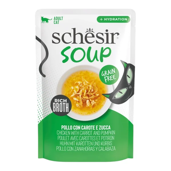 Schesir Sopa de Pollo Salvaje y Calabaza para Gatos — Comida Húmeda