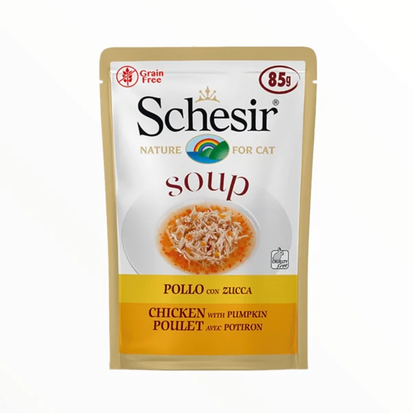 Schesir Sopa de Pollo Salvaje y Calabaza para Gatos — Comida Húmeda
