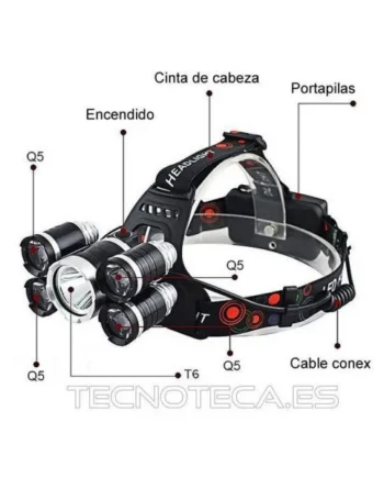 SCHLIN004. Linterna LEDs cabeza 4+1 con bateria