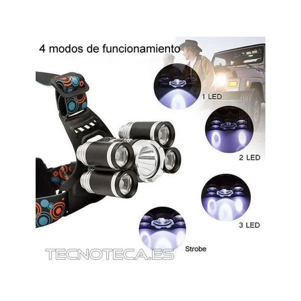 SCHLIN004. Linterna LEDs cabeza 4+1 con bateria