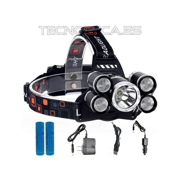 SCHLIN004. Linterna LEDs cabeza 4+1 con bateria