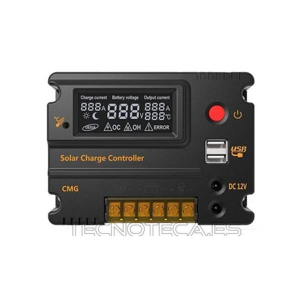 SCHR006. Regulador solar de 20 Amp 12/24VDC con toma USB