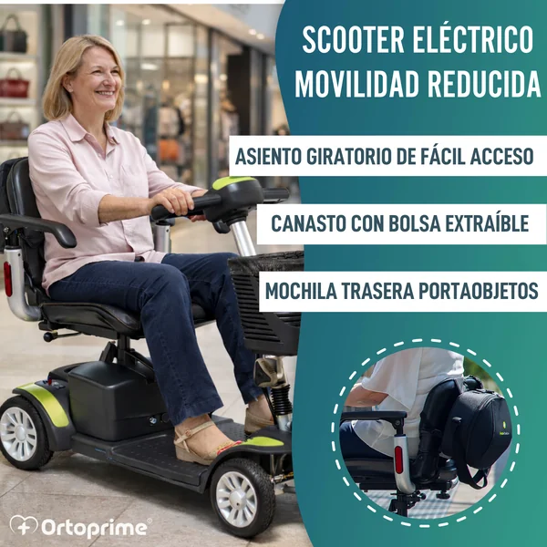 Scooter Eléctrico Compacto con Mochila Trasera Portaobjetos
