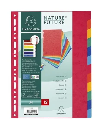 Separadores para archivadores Exacompta 12 posiciones Multicolor