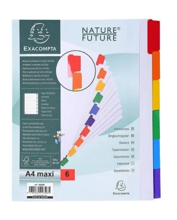Separadores para archivadores Exacompta 6 posiciones A4+ Multicolor