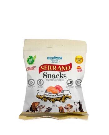 Serrano Snacks Salmón y Atún para Perros 100g — Snack Semihúmedo Natural