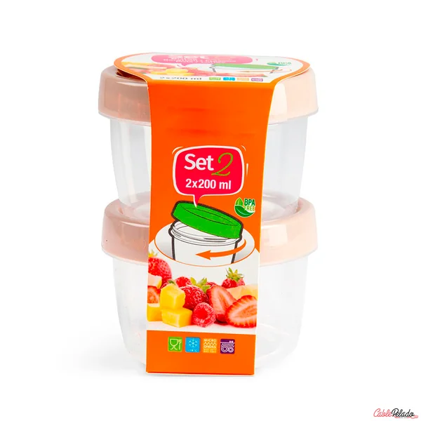 Set 2 Fiambreras 200 Ml Plástico Transparente Color Aleatorio