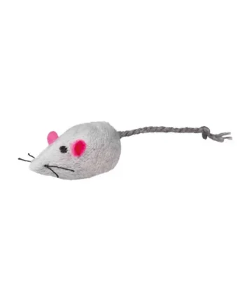 Set de Ratón Peluche con Cascabel - Pack de 4 unidades blanco/gris