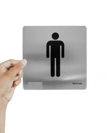 Señal adhesiva Aseos Hombres Acero inoxidable 12x12 cm Gris