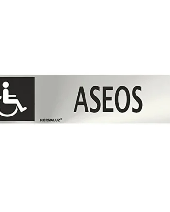 Señal adhesiva Aseos Minusvalidos Acero inoxidable 5x20 cm Gris