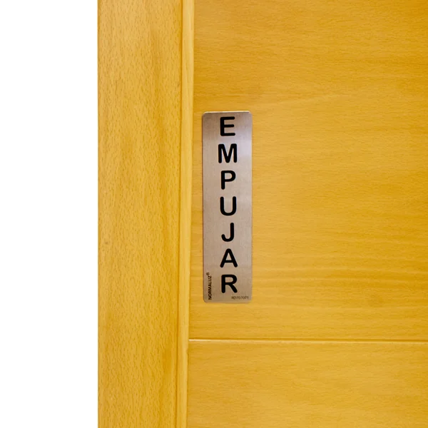 Señal adhesiva Empujar Acero inoxidable 5x20 cm Gris