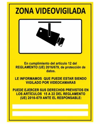 Señal Adhesiva homologada zona videovigilada Amarillo