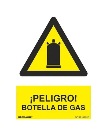 Señal adhesiva Peligro Botella De Gas 10x15 cm Amarillo