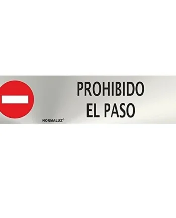 Señal Adhesiva Prohibido El Paso Acero inoxidable 5x20 cm Gris