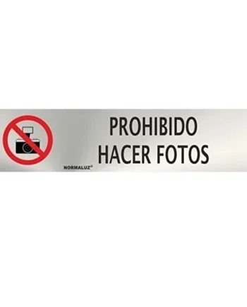 Señal Adhesiva Prohibido Hacer Fotos Acero inoxidable 5x20 c Gris