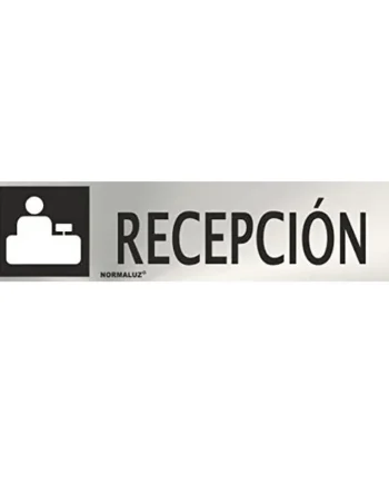 Señal adhesiva Recepcion Acero inoxidable 5x20 cm Gris