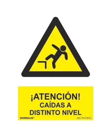 Señal Atencion caidas a Distinto nivel PVC 21x30cm Amarillo