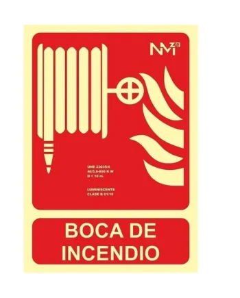 Señal boca de incendio homologada PVC 21x30cm Rojo