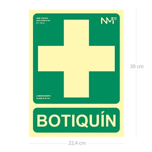Señal Botiquin PVC 22.4 x 30cm Verde