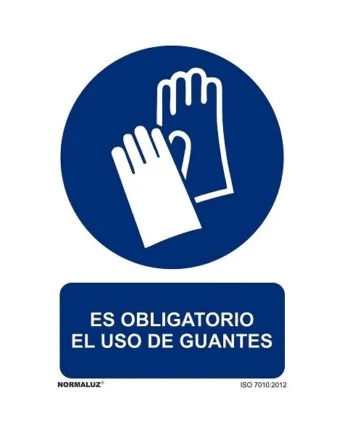 Señal Es Obligatorio El Uso de Guantes Aluminio 21x30cm Azul