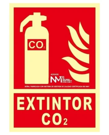 Señal extintor Co2 homologada PVC 21x30cm Rojo