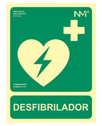 Señal Luminiscente DesfibriLador PVC 22.4x30 cm Verde